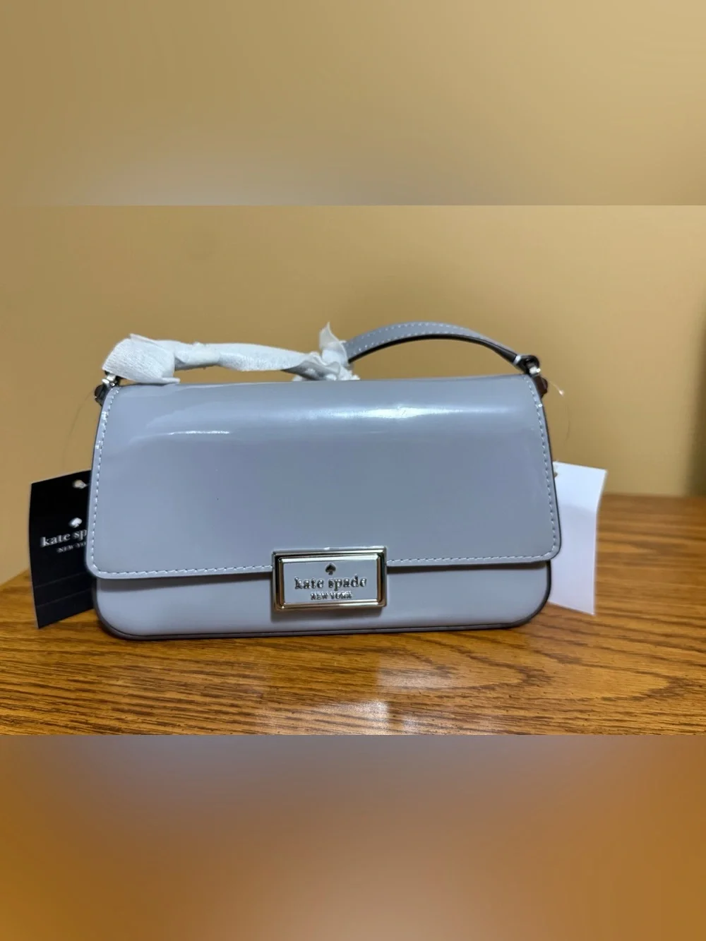 Kate Spade Reegan Patent Fabric Mini Flap Crossbody in Pavement - NWT